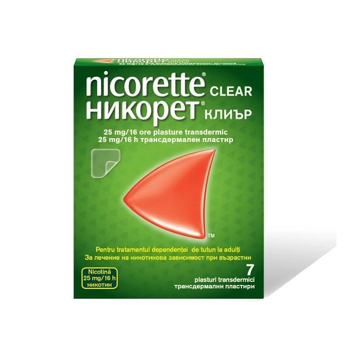 НИКОРЕТЕ CLEAR ПЛАСТИР 25 МГ/16Ч Х 7