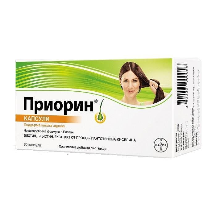 ПРИОРИН ХРАНИТЕЛНА ДОБАВКА ПРОТИВ КОСОПАД Х 60 КАПСУЛИ, BAYER