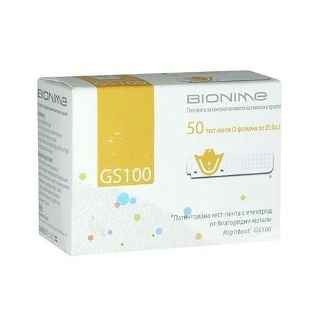 BIONIME GS100 ТЕСТ ЛЕНТИ ЗА ГЛЮКОМЕР Х 50 БР