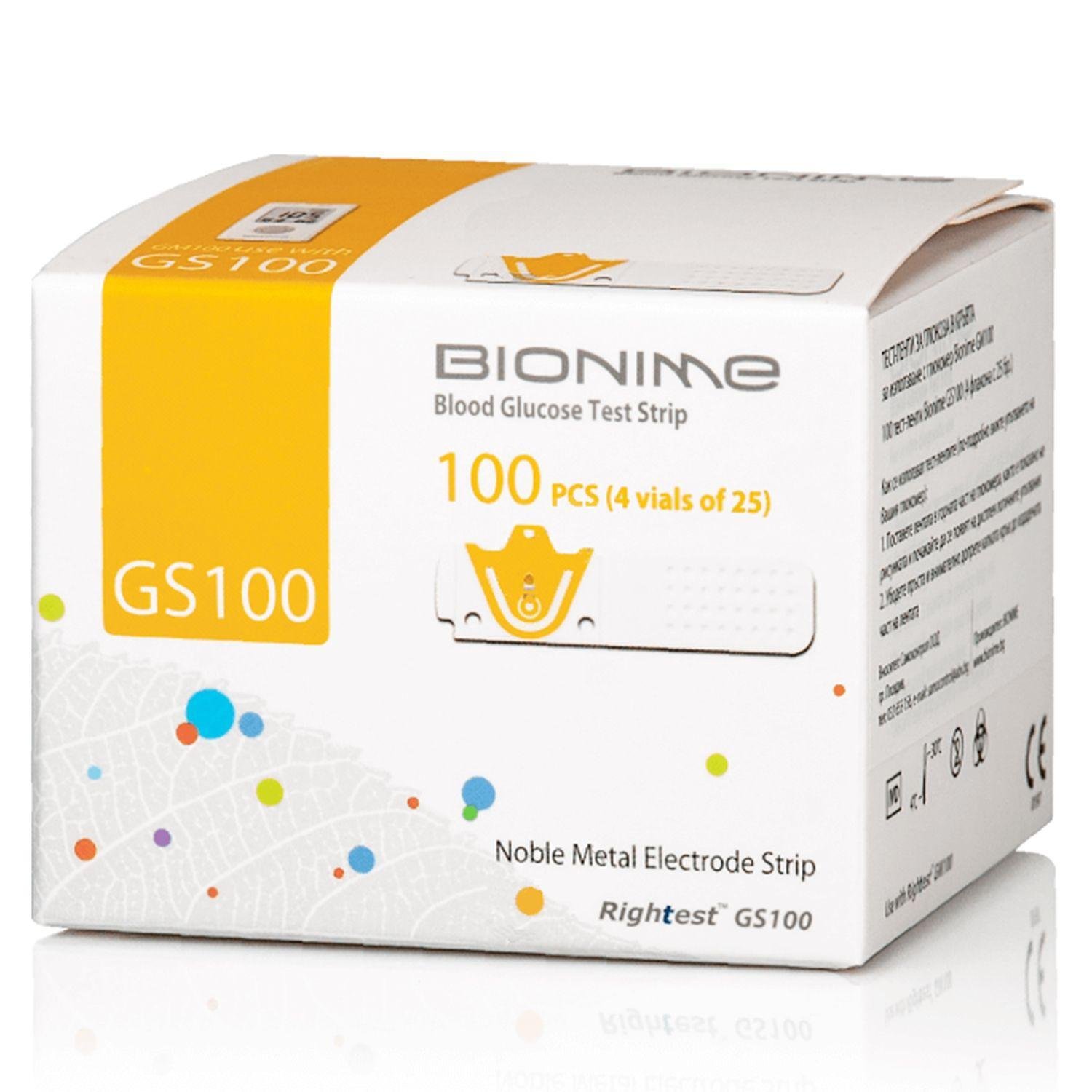BIONIME GS100 ТЕСТ ЛЕНТИ ЗА ГЛЮКОМЕР Х 100 БР