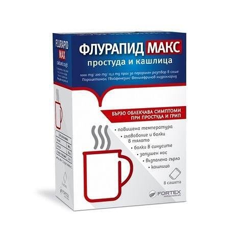ФЛУРАПИД МАКС ПРОСТУДА И КАШЛИЦА САШЕ Х 8 ФОРТЕКС