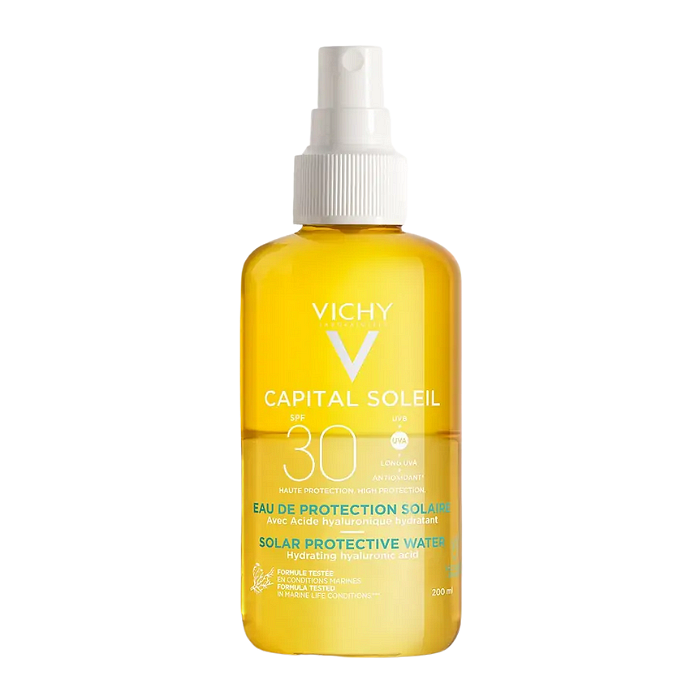 VICHY CAPITAL SOLEIL SPF30 ХИДРАТИРАЩА СЛЪНЦЕЗАЩИТНА ВОДА ЗА ЛИЦЕ И ТЯЛО 200 МЛ