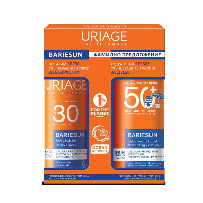 URIAGE BARIESUN СПРЕЙ ЗА ВЪЗРАСТНИ SPF30 200 МЛ С BARIESUN ЛОСИОН ЗА ДЕЦА SPF 50+ 100 МЛ ПРОМО