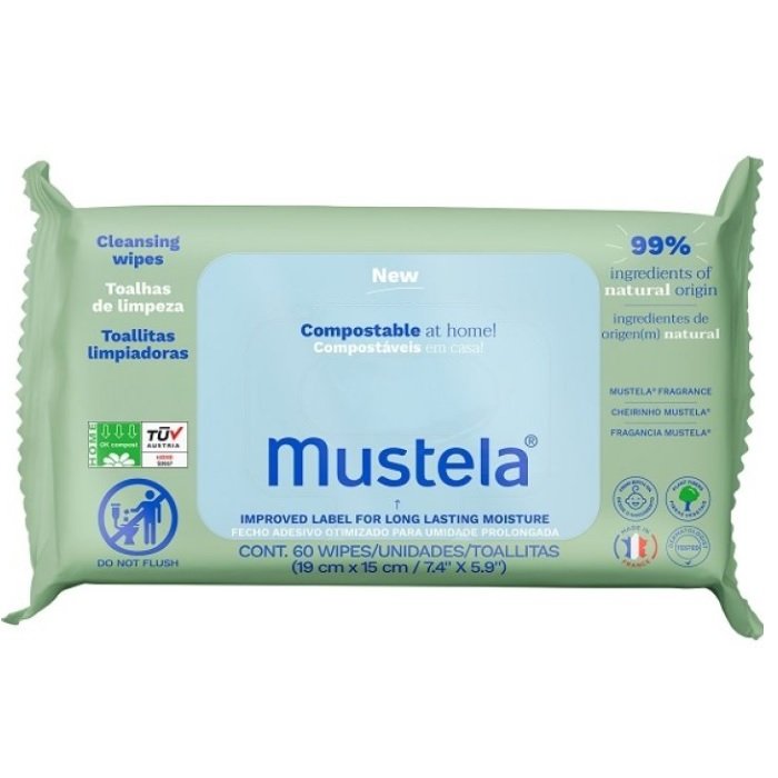 MUSTELA WET WIPES / МУСТЕЛА МОКРИ КЪРПИЧКИ ЗА ЛИЦЕ, РЪЦЕ И ТЯЛО Х 60