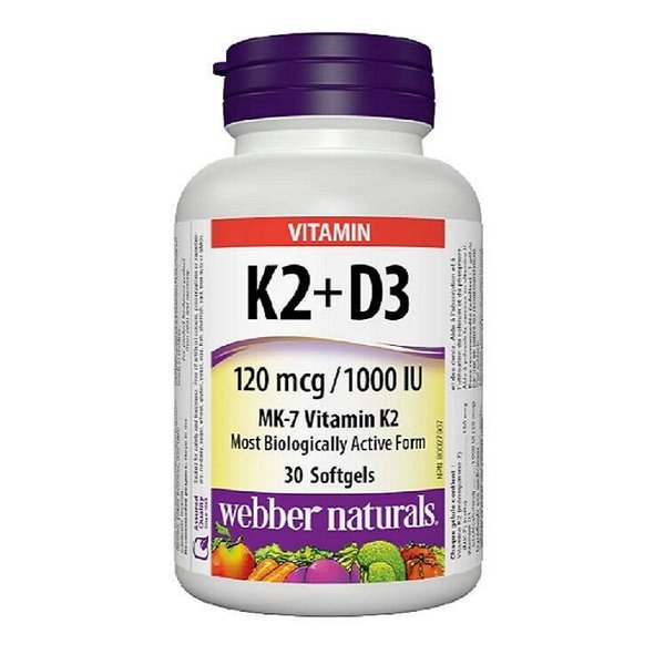 ВИТАМИН К2 120 МКГ + D3 1000 IU КАПС Х 60 Webber Naturals