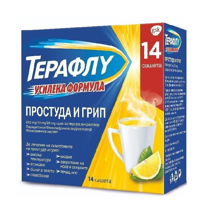 ТЕРАФЛУ ПРОСТУДА И ГРИП ЕКСТРА САШЕТА Х 14