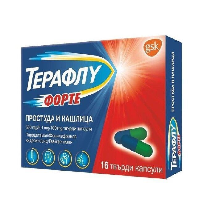 ТЕРАФЛУ ФОРТЕ ПРОСТУДА И КАШЛИЦА КАПС. Х 16