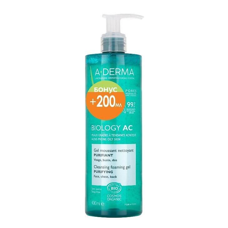 A-DERMA BIOLOGY AC ПОЧИСТВАЩ ПЕНЕЩ СЕ ГЕЛ 400 МЛ