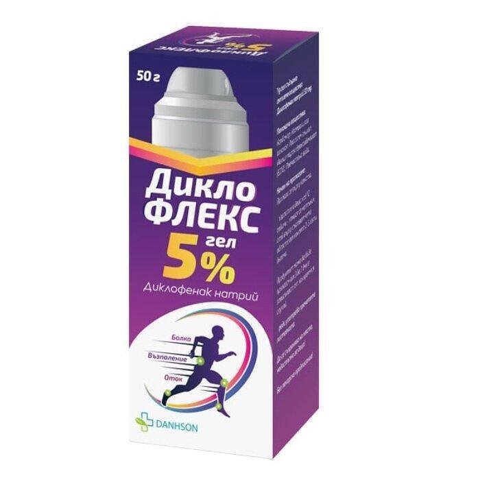 ДИКЛОФЛЕКС 5% ГЕЛ ФЛАКОН ПОД НАЛЯГАНЕ 50 ГР