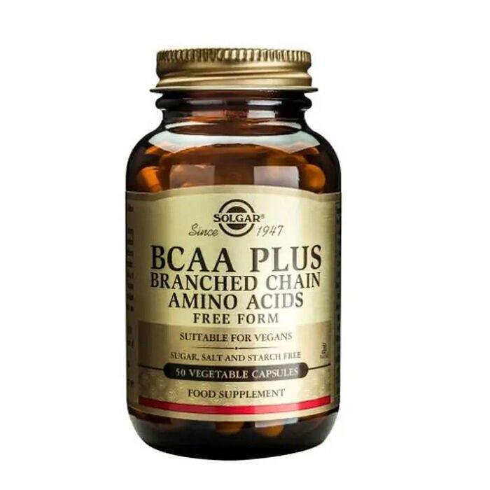 СОЛГАР BCAA PLUS ВЕРИЖНО РАЗКЛОНЕНИ АМИНОКИСЕЛИНИ КАПС. Х 50