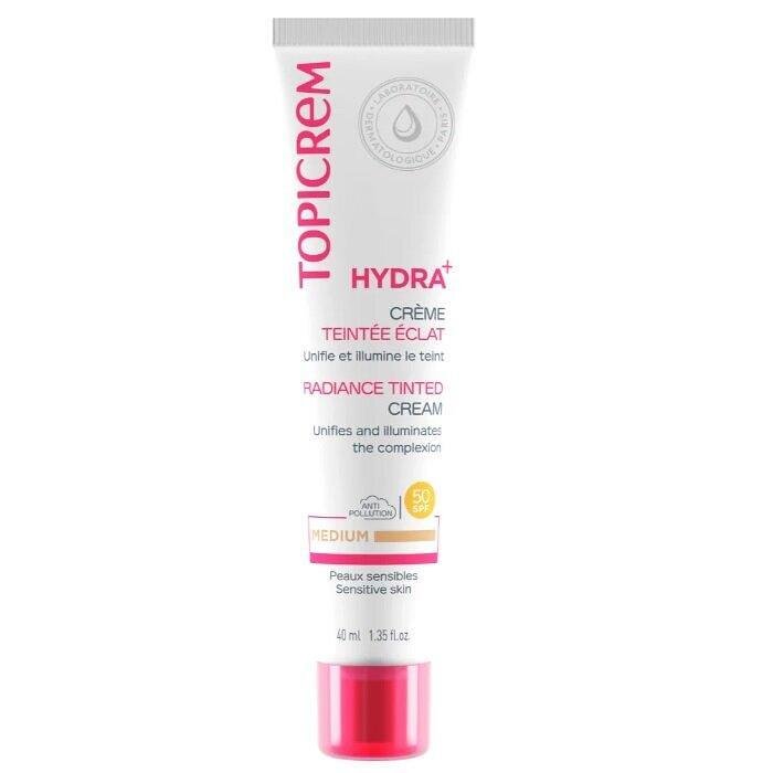 ТОПИКРЕМ HYDRA+ ОЦВЕТЕН ХИДРАТИРАЩ КРЕМ SPF50 ТЪМЕН 40 МЛ