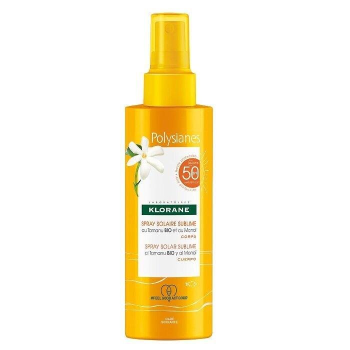KLORANE POLYSIANES SPF50+ СЛЪНЦЕЗАЩИТЕН СПРЕЙ ЗА ТЯЛО С ОРГАНИЧНО МАСЛО ОТ ТАМАНУ И МОНОИ 200 МЛ