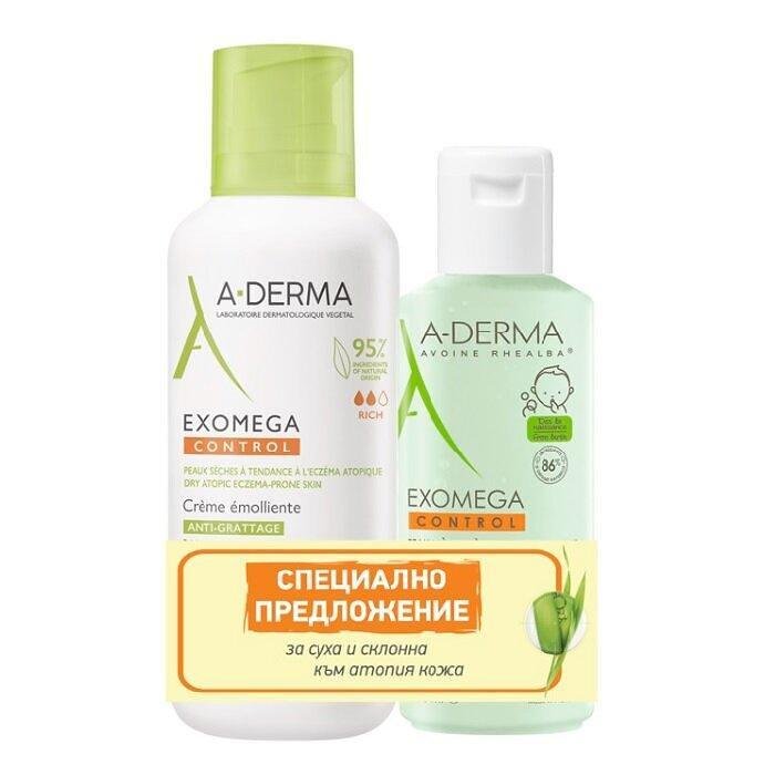 A-DERMA EXOMEGA ЕМОЛИЕНТЕН КРЕМ 400 МЛ + ПОЧИСТВАЩ ГЕЛ 2 В 1 200 МЛ ПРОМО