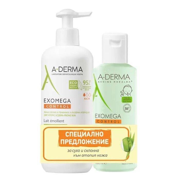 A-DERMA EXOMEGA ЕМОЛИЕНТНО МЛЯКО 400 МЛ + ПОЧИСТВАЩ ГЕЛ 2 В 1 200 МЛ ПРОМО