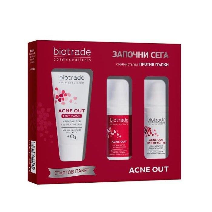 BIOTRADE ACNE OUT СТАРТОВ ПАКЕТ (АКТИВЕН ЛОСИОН 20МЛ + АКТИВЕН КРЕМ 20МЛ + ИЗМИВЕН ГЕЛ 50МЛ) ПРОМО