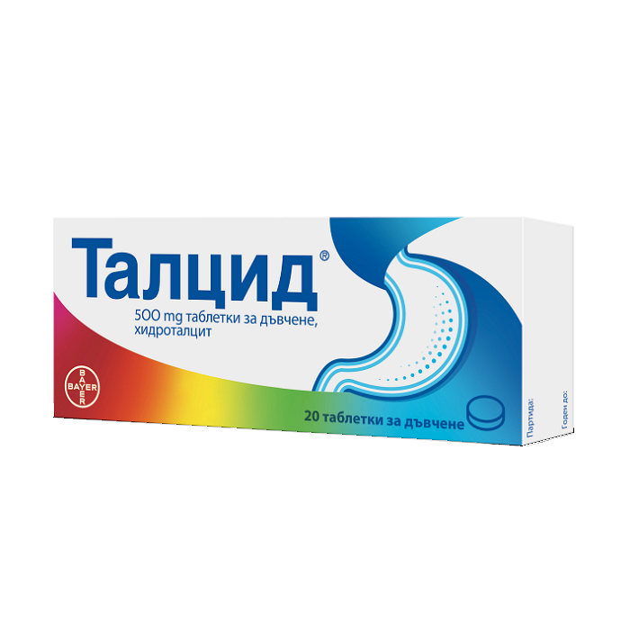 ТАЛЦИД ПРИ КИСЕЛИНИ, ПОДУВАНЕ, ГАСТРИТ И ЯЗВА X 20 ТАБЛЕТКИ, BAYER