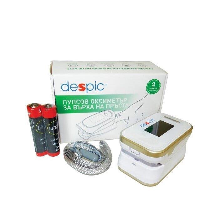 DESPIC ПУЛСОВ ОКСИМЕТЪР ЗА ВЪРХА НА ПРЪСТА + БАТЕРИИ