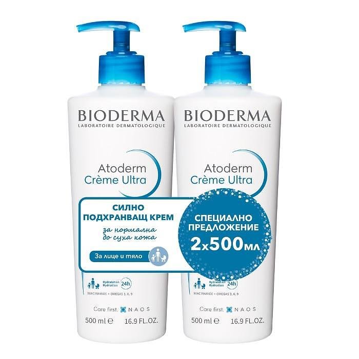BIODERMA ATODERM ULTRA ПОДХРАНВАЩ КРЕМ 2 Х 500 МЛ ПРОМО