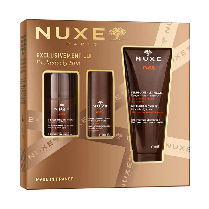NUXE MEN EXCLUSIVELY HIM ХИДРАТИРАЩ ГЕЛ ЗА ЛИЦЕ 50МЛ + ДЕО РОЛ-ОН 24Н 50МЛ + ДУШ-ГЕЛ 200МЛ ПРОМО