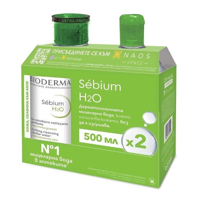 BIODERMA SEBIUM H2O МИЦЕРНА ВОДА 2 X 500 МЛ ПРОМО