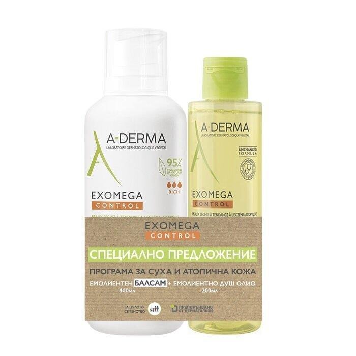 A-DERMA EXOMEGA CONTROL ЕМОЛИЕНТЕН БАЛСАМ 400МЛ + ДУШ ОЛИО 200 МЛ ПРОМО