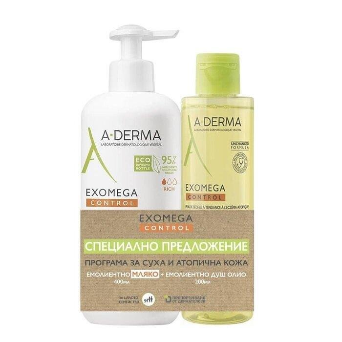 A-DERMA EXOMEGA CONTROL ЕМОЛИЕНТНО МЛЯКО 400МЛ + ДУШ ОЛИО 200 МЛ ПРОМО