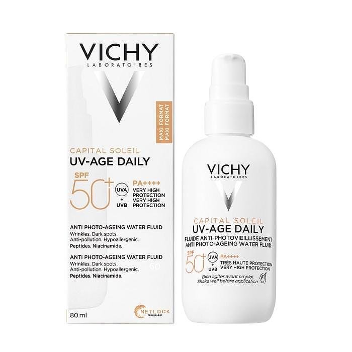 VICHY CAPITAL SOLEIL SPF50+ UV-AGE ФЛУИД ЗА ЛИЦЕ ПРОТИВ ФОТОСТАРЕЕНЕ 80 МЛ