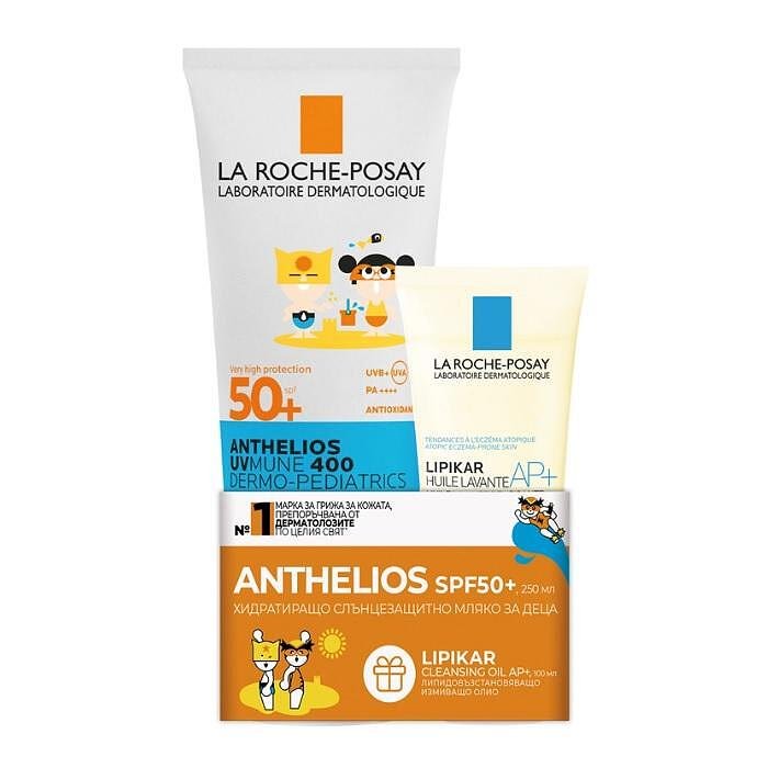 LA ROCHE POSAY ANTHELIOS SPF50+ UVMUNE 400 СЛЪНЦЕЗАЩИТНО МЛЯКО ЗА ДЕЦА 250МЛ + LIPIKAR HUILE LAVANTE ПОЧИСТВАЩО ОЛИО 100 МЛ ПРОМО