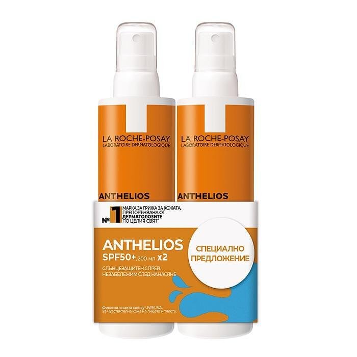 LA ROCHE POSAY ANTHELIOS SPF50+ СЛЪНЦЕЗАЩИТЕН СПРЕЙ ЗА ТЯЛО 2 Х 200МЛ ПРОМО