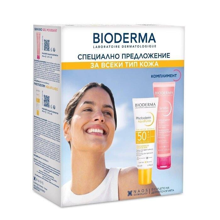 BIODERMA PHOTODERM SPF50+ АКВАФЛУИД 40МЛ + SENSIBIO ПОЧИСТВАЩ ГЕЛ 45МЛ ПРОМО