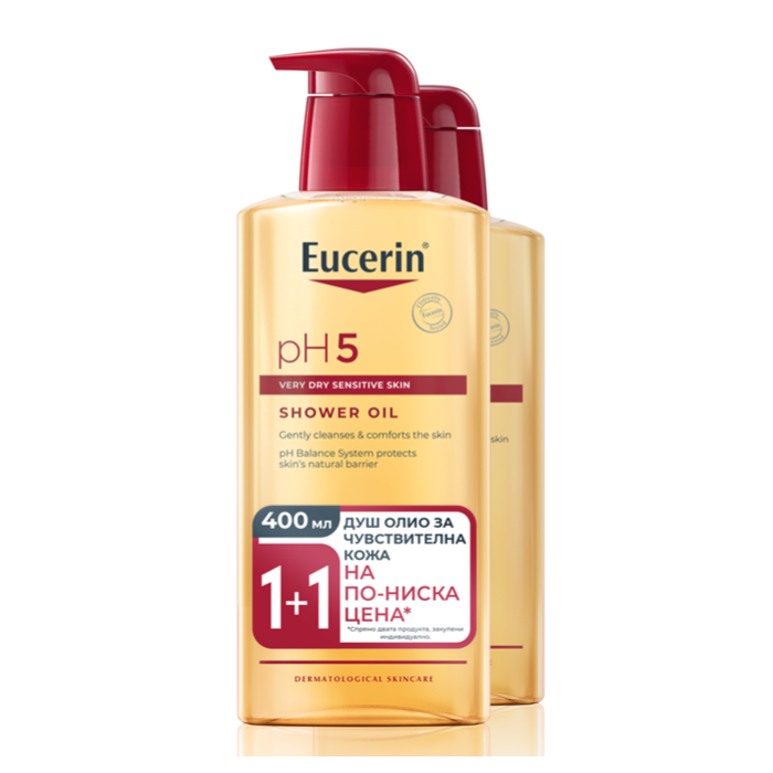EUCERIN PH5 ДУШ ОЛИО ЗА СУХА И ЧУВСТВИТЕЛНА КОЖА 400 МЛ 1+1 ПРОМО