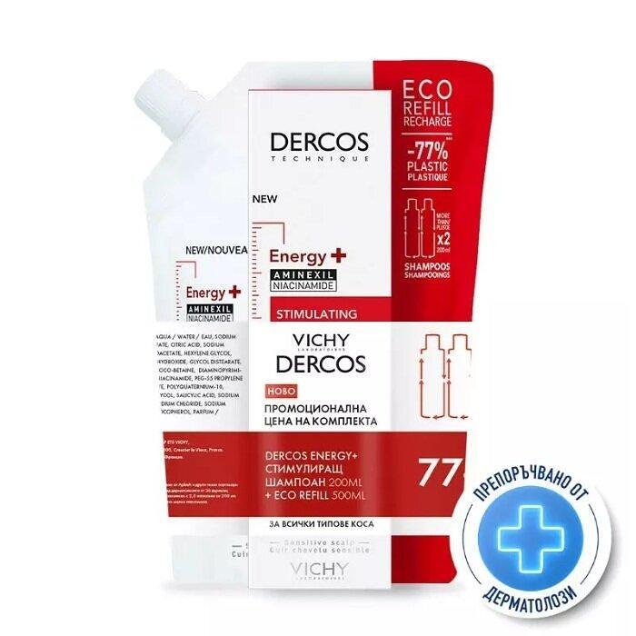 VICHY DERCOS ENERGY+ СТИМУЛИРАЩ ШАМПОАН 200МЛ + ШАМПОАН-ПЪЛНИТЕЛ 500МЛ ПРОМО