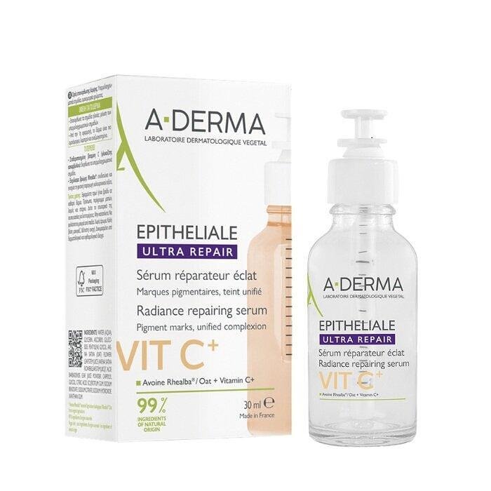A-DERMA EPITHELIALE ULTRA REPAIR VIT C+ ВЪЗСТАНОВЯВАЩ СЕРУМ ПРОТИВ ПИГМЕНТАЦИИ ЗА ЛИЦЕ И ОКОЛООЧЕН КОНТУР 30 МЛ