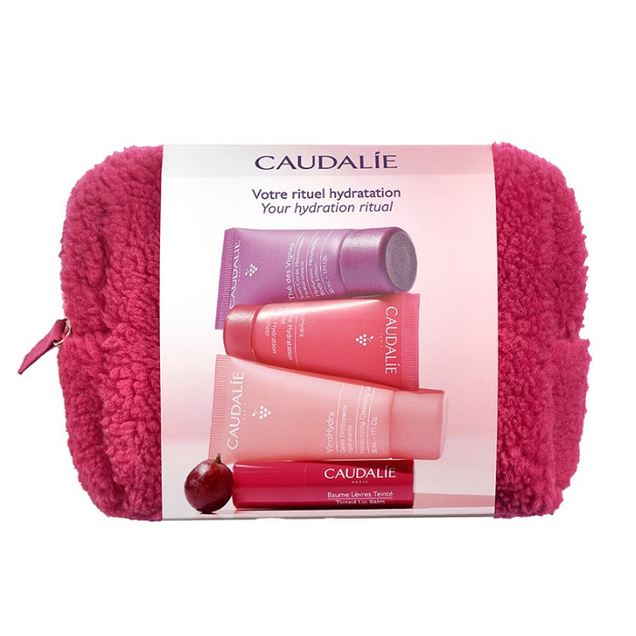 CAUDALIE КОМПЛЕКТ "ЗИМА" (4 ПРОДУКТА) ПОЧИСТВАЩ ГЕЛ 30МЛ + ХИДРАТИРАЩ КРЕМ 15МЛ + ЛОСИОН ЗА ТЯЛО 30МЛ + ОЦВЕТЕН БАЛСАМ ЗА УСТНИ 4,5МЛ ПРОМО