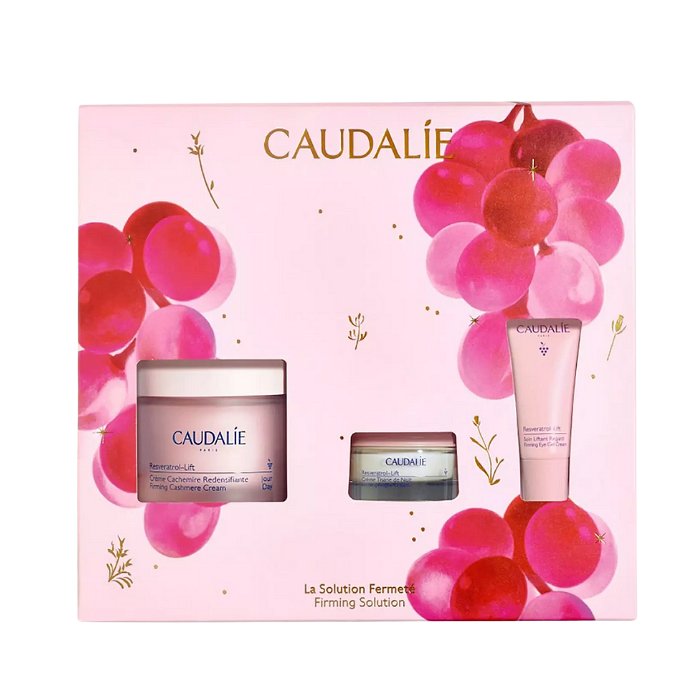 CAUDALIE RESVERATROL LIFT КАШМИРЕН ДНЕВЕН КРЕМ 50МЛ + СТЯГАЩ НОЩЕН КРЕМ 15МЛ + СТЯГАЩ ОКОЛООЧЕН ГЕЛ-КРЕМ 5МЛ ПРОМО