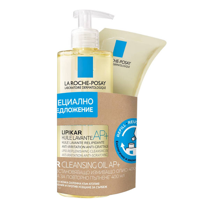 LA ROCHE POSAY LIPIKAR AP+ ИЗМИВАЩО ОЛИО 400МЛ + ПЪЛНИТЕЛ 400МЛ ПРОМО