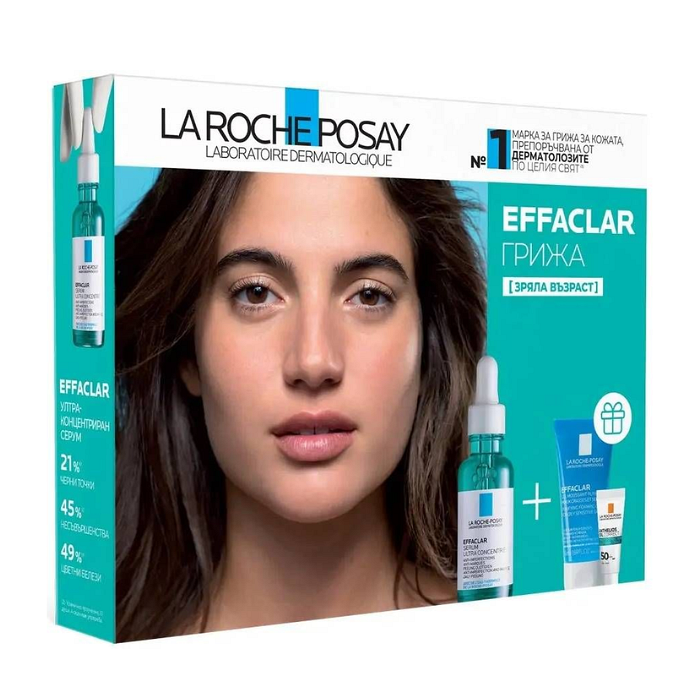 LA ROCHE POSAY EFFACLAR СЕРУМ 30МЛ + ПОЧИСТВАЩ ГЕЛ 50МЛ + ANTHELIOS OIL CORRECT SPF 50+ КРЕМ 3МЛ ПРОМО