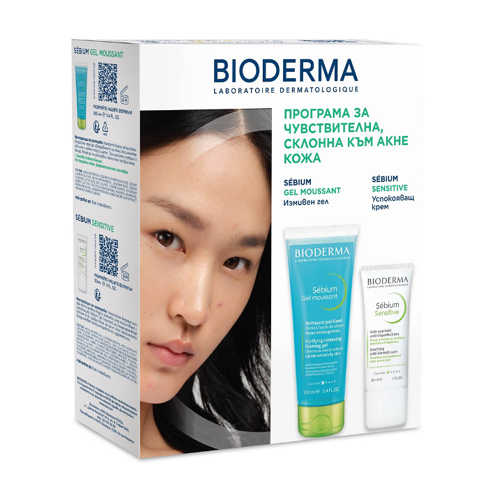 BIODERMA SEBIUM ПОЧИСТВАЩ ГЕЛ ЗА МАЗНА КОЖА 100МЛ + SEBIUM SENSITIVE КРЕМ 30МЛ ПРОМО