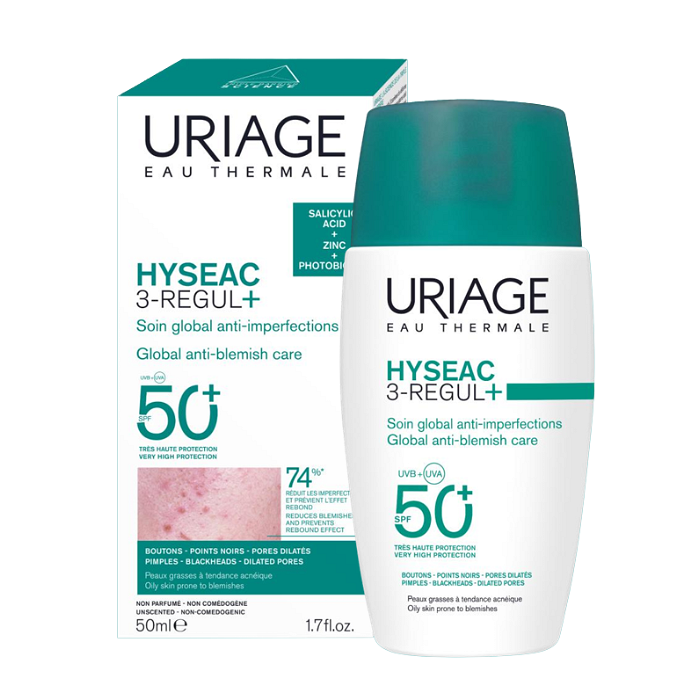 URIAGE HYSEAC 3-REGUL+ SPF50+ ГЛОБАЛНА ГРИЖА ПРОТИВ НЕСЪВЪРШЕНСТВА 50 МЛ
