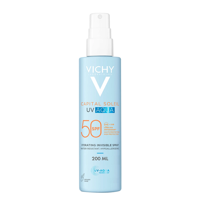 VICHY CAPITAL SOLEIL SPF50 UV AQUA ХИДРАТИРАЩ НЕВИДИМ СПРЕЙ ЗА ЛИЦЕ И ТЯЛО 200 МЛ
