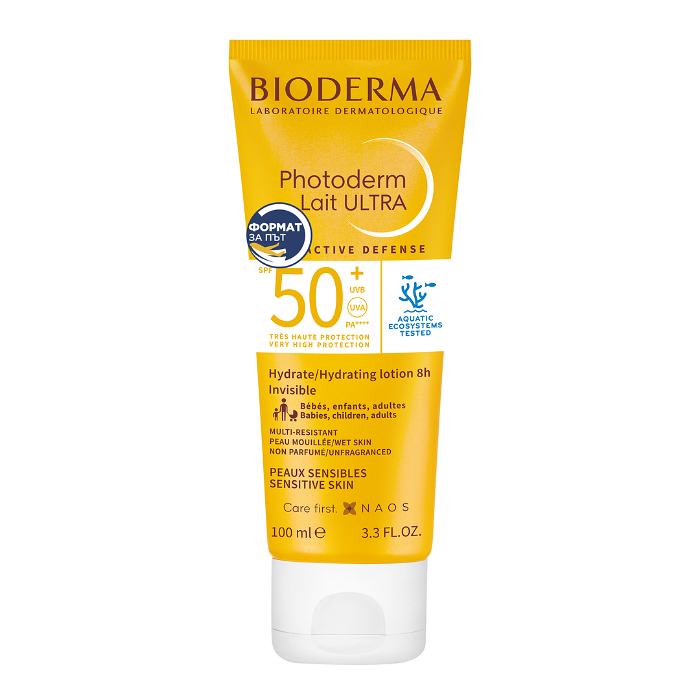 BIODERMA PHOTODERM LAIT ULTRA SPF50+ МЛЯКО ЗА ЛИЦЕ И ТЯЛО 100 МЛ (ФОРМАТ ЗА ПЪТ)
