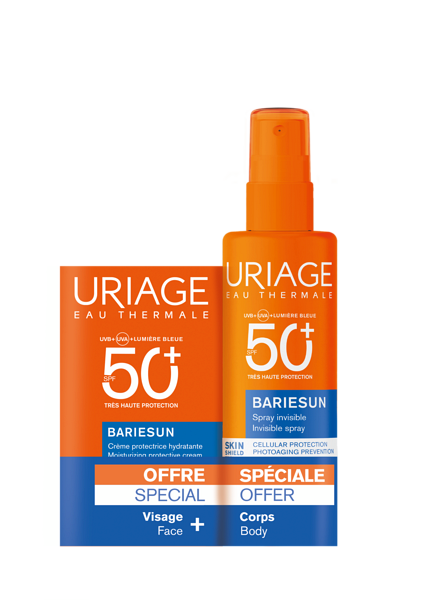 URIAGE BARIESUN SPF50+ СЛЪНЦЕЗАЩИТЕН СПРЕЙ 200 МЛ + ХИДРАТИРАЩ СЛЪНЦЕЗАЩИТЕН КРЕМ 50 МЛ ПРОМО